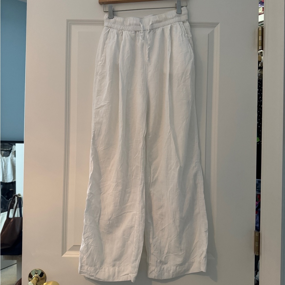 GAP white Drawstring Wide-Leg Pants